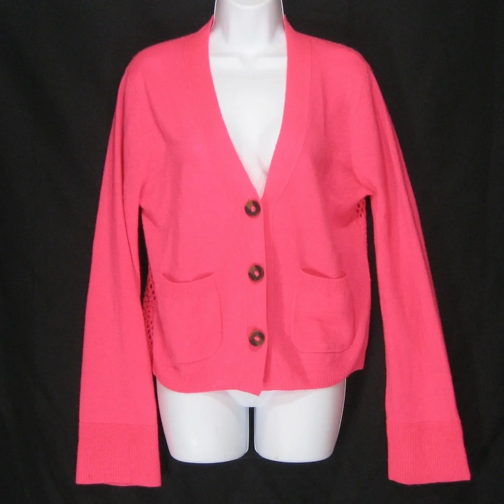 BRODIE ⚜ WOMEN PINK CASHMERE FASHION LONG SLIVE CARDIGAN - Picture 1 of 6